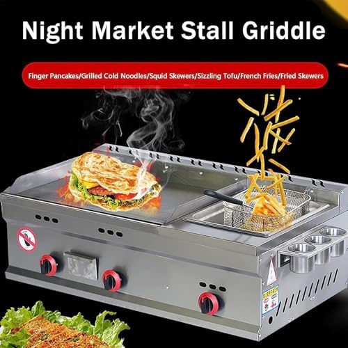 Commercial Stainless Steel Heavy Duty Outdoor Griddle,Countertop Flat Top Teppanyaki Fry Pan,with Adjustable Temperature, Lpg Gas Grill,for Medium to High Volumes,710 - Image 3