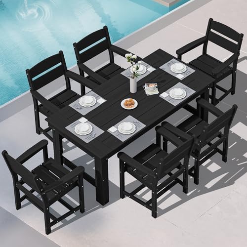 SERWALL HDPE Outdoor Dining Table and Chairs Set for 6 by SERWALL