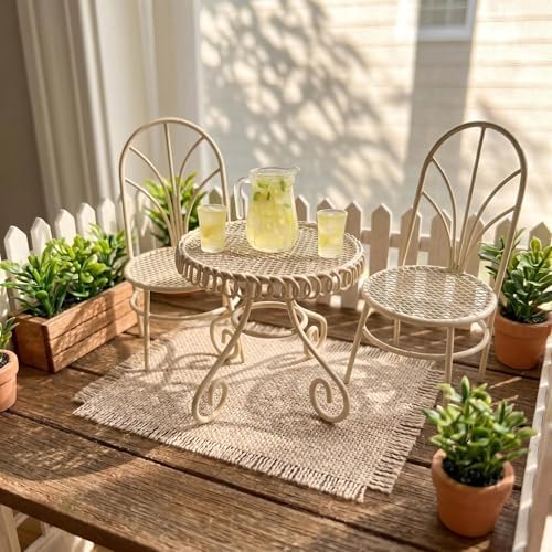 6 PCS Dollhouse 1/12 Miniatures Bistro Table Chair Set with Accessories - Image 4