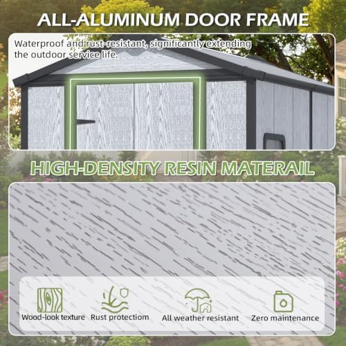 4 x 6 FT Plastic Outdoor Storage Shed with Floor, Resin Garden Shed - Image 6