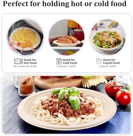 Compostable Paper Plates Set, 250PCS Disposable Heavy-Duty Sugarcane Plate - Image 6