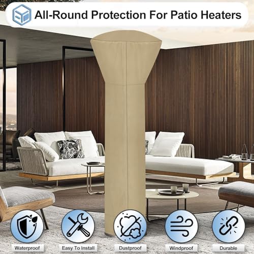 OutdoorLines Waterproof Patio Heater Covers with Zipper and Storage Bag, - Image 4