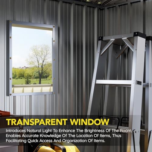 10 x 8 FT Metal Storage Shed for Backyard, Brown - Image 5