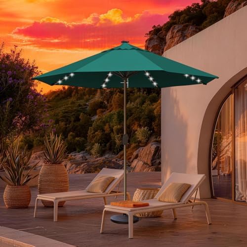 EliteShade USA 10-Year-Non-Fading 10ft Market Patio Umbrella, Commercial Grade Table Sun Umbrella with 80 Solar LED Lights, Crank Open, Windproof & UPF 50+ UV Protection for Garden, Deck, Pool, Backyard, No Tilt, Forest Green - Image 3