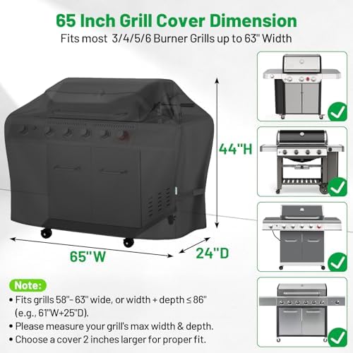 65 Inch Grill Cover for Outdoor Grill, All Weather Protection - Image 6