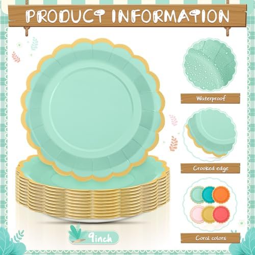 96 Pcs Colorful Coral Paper Plates 9 Inch Pastel Rainbow Scalloped Paper Plates Disposable Dinner Dessert for Birthday Wedding Bridal Party Supplies, 6 Colors - Image 4