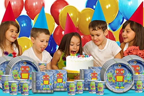 Robot Birthday Party Supplies Set Plates Napkins Cups Tableware Kit for 16 - Image 7