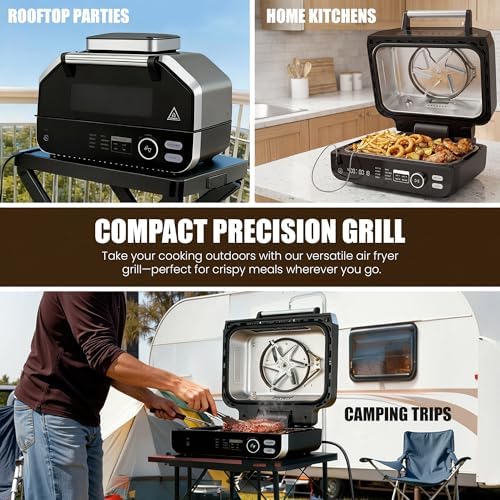 OLIXIS Electric Grill Outdoor/Indoor, 8-in-1 Multifunctional Large Electric BBQ Grill for Air Fry, Bake, Roast, Steak, Broil and Dehydrate, Safe Non-Stick Coating, Fry Basket Included - Image 5