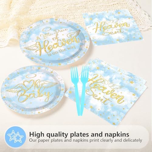 96Pcs A Little Piece of Heaven Baby Shower Party Supplies Serves 24 - Image 3