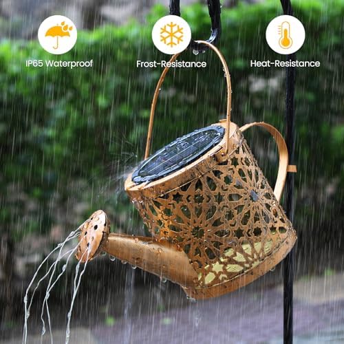 1 Pack Solar Watering Can Lantern, Hanging Light Outdoor Waterproof, Hanging Lantern Decorative, Garden Decoration Gift for Women Mom - Image 3