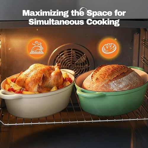 Oval Dutch Oven for Bread Baking, 4.5 Quart Non Stick Enameled Cast Iron Dutch Oven Pot with Lid, Oven Safe Oval Casserole with Lid up to 500°F for Baking, Braising, Stews, Roasting (Beige) - Image 4