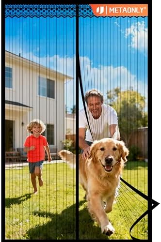 METAONLY Magnetic Screen Door Mesh, Works for Patio, Sliding Door, Keeps Bug Mosquito Out, Fresh Air Flow, Fits 36" x 82" Door - Curtain Size 38" x 83", Black with Lace by Giveyouthebestexperience
