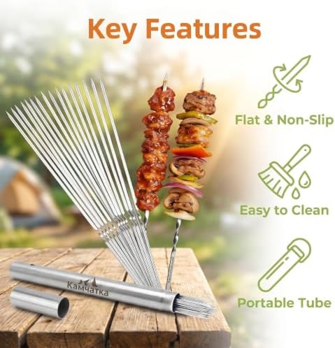 25 Pack Flat Non-Slip Stainless Steel Skewers - Image 3