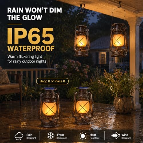 Marlrin Solar Lanterns Outdoor Waterproof 4 Pack LED Flickering Light - Image 2