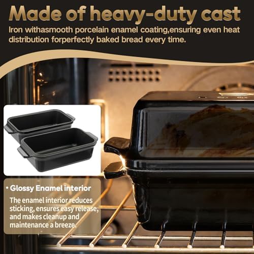Enameled Cast Iron Dutch Oven for Bread Baking, 9×5 Dutch Oven Pot with Lid for Homemade Bread, 2 in 1 Sourdough Bread Pan with Lid, Roasting & Braising, Oven & Induction Safe (4.2 QT,Black) - Image 7