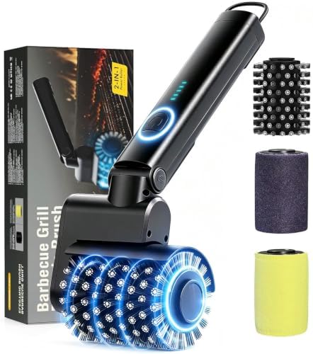 Electric Grill Brush, YFFVA Cordless BBQ Grill Brush & Cleaner for Outdoor Grill, 3-Speed 3 Brush Heads, Rechargeable, Reinforced Metal Bristles, 150 Min Runtime, Angle Adjust by Unknown