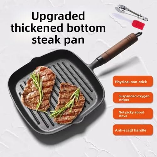 Nonstick Cast Iron Grill Pan with Double Spouts, 8.7-inch Durable Skillet for Stove Tops, Ideal for Indoor & Outdoor Cooking (8.7inch / 22cm) - Image 3