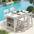 SERWALL 5-Piece Outdoor HDPE Counter-Height Bar Set with 4 Stools, White by SERWALL