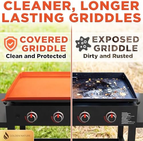 36" Silicone Griddle Mat - Flame Orange - Flat Top Grill Protector - Extra Thick Outdoor Protective Cover for 36 Inch Blackstone Griddles - High Heat Resistant, Food Grade Covering - by Golden Nature - Image 3
