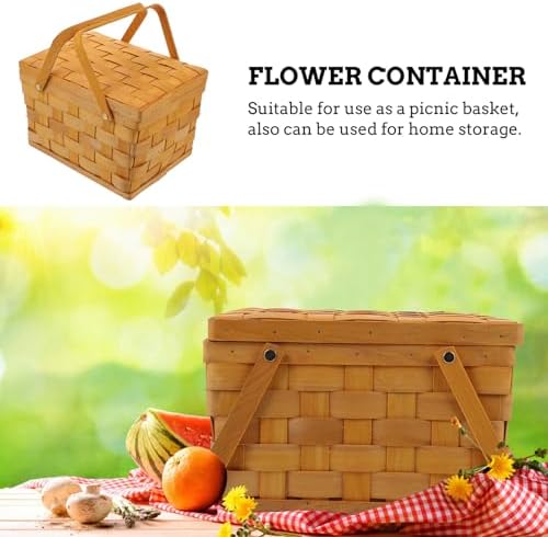 Wood Weaving Picnic Basket Portable Fruit Holder Home Storage Container - Image 6