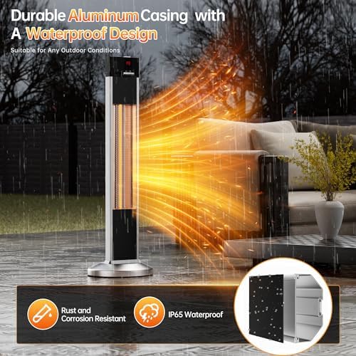 Patio Heater, Outdoor Backyard Garden Porch Infrared Deck Electric heater, Portable Carbon Fiber Freestand with Remote Heater - Image 2