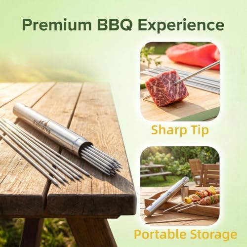 50 Pack 13.5 Inch Stainless Steel BBQ Skewers - Image 3