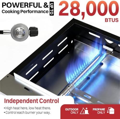 Pipopa 4-Burner Propane Griddle, Portable Flat Top Grill with Wheels & Hood - Image 4