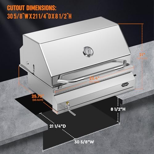 Hygrill 32-inch Stainless Steel Built-In Charcoal Grill for Outdoor Kitchen - Image 2