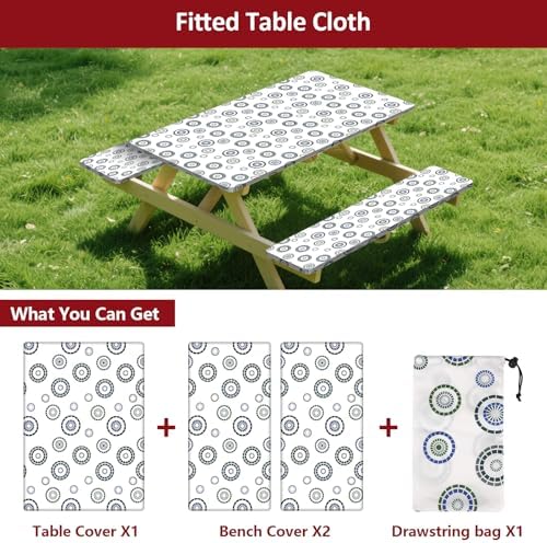 6ft 72in Picnic Table and Bench Cover, 3 Pack, Blue Flywheel - Image 3