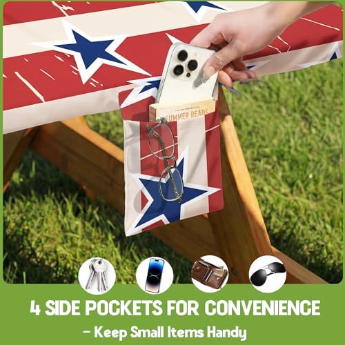 Picnic Table Cover with Bench Covers Waterproof Vinyl Elastic Rectangle Fitted Table Cloth Camping Lovers Essentials Rv Car Travel Overlanding Outdoor Roadtrip Road Trip Women Men Camper Gifts 6 Foot - Image 5