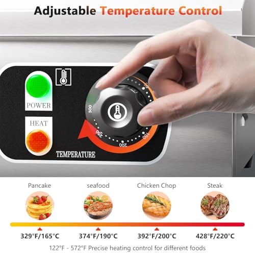 29" Commercial Electric Countertop Griddle,110V 3000W Flat Top Grill Hot Plate BBQ,Adjustable Thermostatic Control 122°F-572°F,Stainless Steel Restaurant Grill for Kitchen(NO PLUG) - Image 3