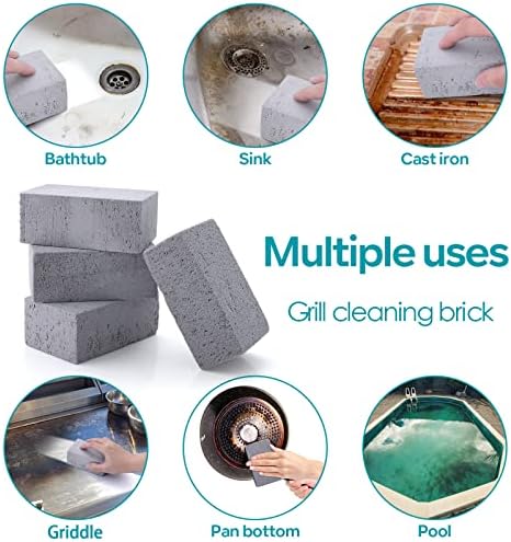 HaSteeL Grill Cleaning Brick, Griddle Pumice Stone for Removing Stains Kit of 4, Commercial Grade Grill Block Cleaner Accessories for Flat Top, Racks, Cast Iron, Sink, Effective & Reusable Clean Tool - Image 6