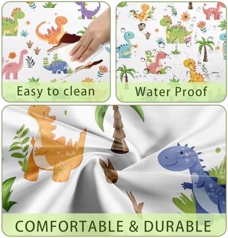 Funny Dinosaur Picnic Table Cover with Bench Covers and Bag, Camping Essentials, Animal Waterproof Windproof Fabric, Fitted Tablecloth Cover with Elastic Edge, for Indoor & Outdoor, 3 PCS, 30x72 Inch - Image 4