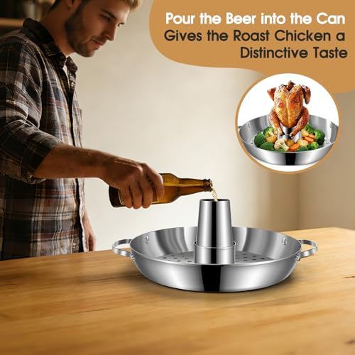 Beer Can Chicken Holder, 12" Large Stainless Steel Chicken Rack for Grill - Image 3