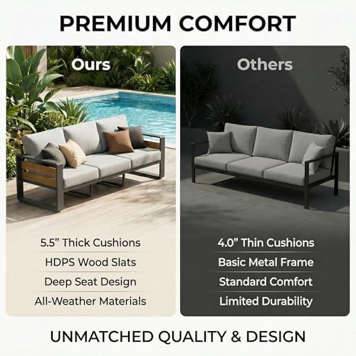 ZANDOR Aluminum Outdoor Patio Furniture Set with Table,7 Seat,Dark Gray - Image 4