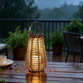 Hanging Solar Lanterns Outdoor Waterproof, Hand-Woven Hemp Rope,10x5.5 Inch by LEOKED