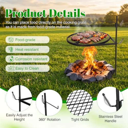 Foldable 24“ Campfire Grill Grate-Portable Round Fire Pit Grill Grate - Image 3