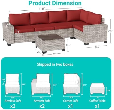 Outdoor Patio Furniture Set PE Wicker Rattan Outdoor Sectional Sofa - Image 4