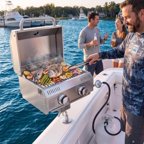 Bestfire Marine 2-in-1 Boat Grill with Rod Mount & Removable Legs - Image 3