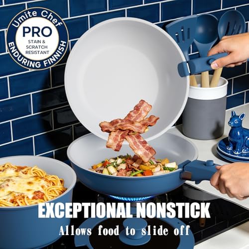 Umite Chef Pots and Pans Set Non Stick, 21 pcs Ceramic Cookware Set with Detachable Handles, Healthy Induction Cookware, RV Kitchen Cooking Set, with Utensils & Frying Pans Set, PFAS PFOA & PTFE Free - Image 3