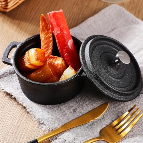 4 Pcs Mini Dutch Oven, 500F Small Round Iron Dutch Oven Pot, 17 oz - Image 3