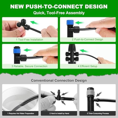 1/4 Inch Adjustable Drip Irrigation Emitters, Push-in 360° Drip Emitters for 1/4" Tubing, Adjustable Flow Watering Drippers for Garden & Greenhouse, 18 Pack - Image 4
