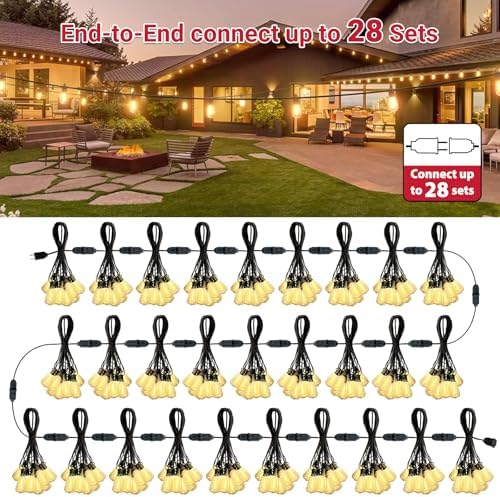 LAMPHOME 51FT Outdoor String Lights Waterproof, 2700K Bright LED Patio Lights with 25+2Spare ST38 Shatterproof Vintage Bulbs, Retro Connectable Edison for Outside, Garden, Balcony, Porch - Image 6