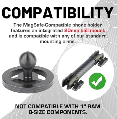 Bulletpoint Dash Mount Magnetic Cell Phone Holder Compatible with MagSafe iPhone Smartphones - 20mm (0.787 inches) Attachment Ball (MagSafe Holder only) - Image 3
