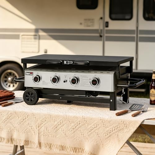 Royal Gourmet GB4001F 4-Burner Propane Griddle for Outdoor, Folding Shelves - Image 2