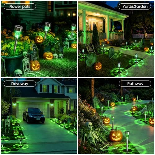 GIGALUMI Green Solar Pathway Lights, 20-Pack Outdoor Halloween Decor - Image 2