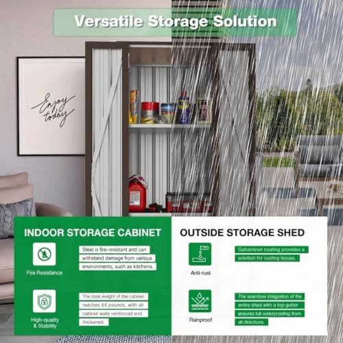 AECOJOY Outdoor Storage Cabinet Waterproof, 70" Vertical Tall with Base - Image 2