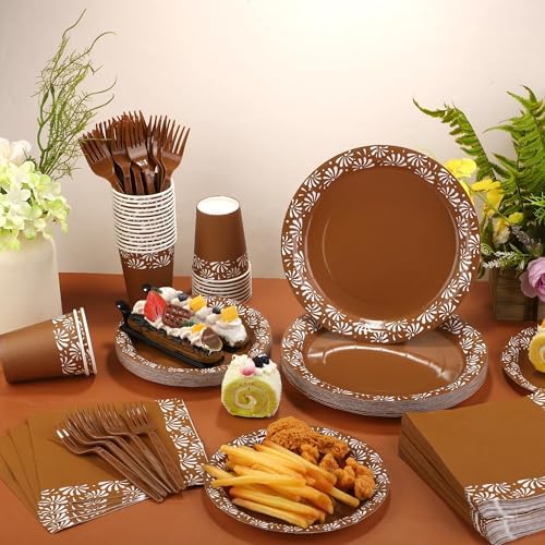 Kochorie 144 Pieces Cielito Lindo Party Decoration, Platos De Barro Mexicanos Fiesta Disposable Tableware Sets Plates Napkins Cups Forks Serves 24 for Cielito Lindo Baby Shower Mexican Party Supplies - Image 3