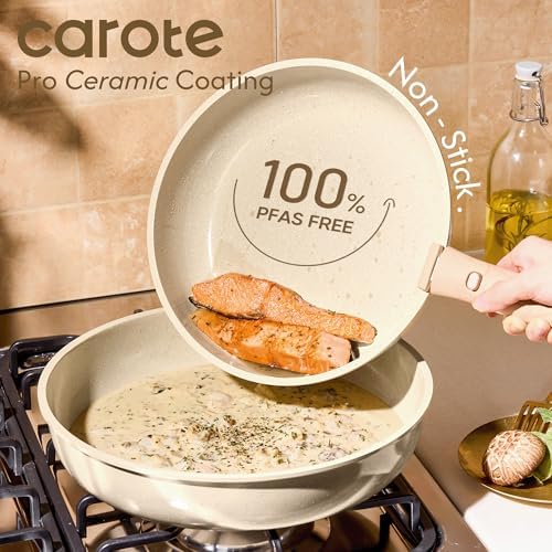 CAROTE 25pcs Ceramic Cookware Set, Pots and Pans Set with Detachable Handle - Image 3
