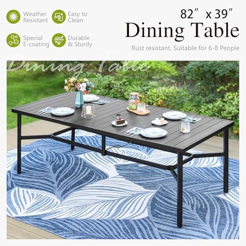 Sophia & William Outdoor Dining Set for 8 w/Swivel Mesh Chairs, Grey - Image 6